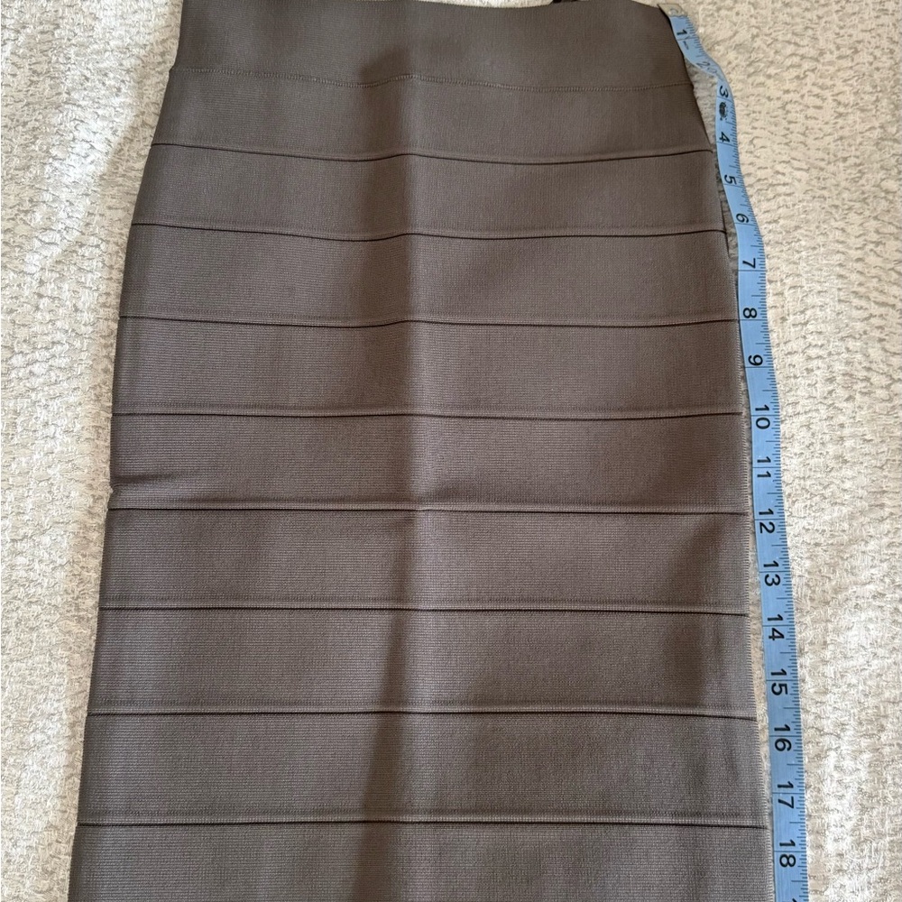 BCBGMaxAzria Dark Brown Horizontal Bandage Midi Skirt - Picture 2 of 4